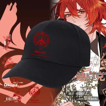 100% Medvilnės Genshin Impac Diluc Ugnies Elementas skrybėlę Beisbolo kepuraitę Anime gerbėjas Kepurės Moterims, Vyrams, Vienas Smūgis Vyras Snapback Skrybėlę Hip-Hop