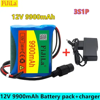 100% neue 12 V 9900 mAh 3S1P Batterie As Ličio-18650 Batterie As Ličio-Pack Schutz Conseil Wiederaufladbare 1A Chargeur