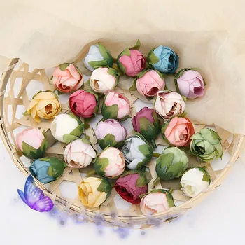 10vnt Europos Derliaus Dirbtinio Šilko Arbata, Rožių Žiedai Maži Bud Puokštė Vestuvių Namų Retro Netikrą Gėlių Šalies PASIDARYK pats Apdailos