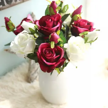 1PC prancūzų romantikų Dirbtinių Rožių Gėlių 