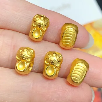 1pcs Grynas 999 24K Geltonojo Aukso 3D Moterų Laimingas Tigras Batų Pakabukas 0.9-1.2 g
