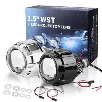 2.5 colio Mini Auto Bi LED Projektoriaus Objektyvas Automobilių Žibintai H4, H7 9005 9006 High Low Beam su Led Lemputes, LED Žibintai, Automobilių Žibintai 12V