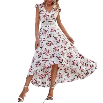 2022 Moterų Tvarstis Suknelė Vasaros Paplūdimio Elegantiškas Ilgas Suknelės Moteris Gėlių Spausdinti Maxi Slim Suknelės Moterims Vestidos Paplūdimio Suknelė