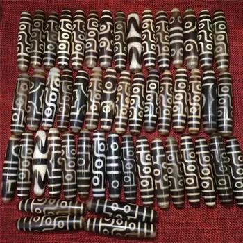 220702-2 50pcs/daug Smulkių 15mm*69mm Natūralaus Agato Akmuo Skirtingų Modelių Tibeto Dzi Granules Apyrankės Aukštos Kokybės