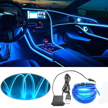 3 Spalvos Automobilio Salono Šviesos Atmosferą, LED Juostos Lanksti Lempa, Švyti Minkštas String Lengvųjų Automobilių Interjero Stiliaus Ornamentu