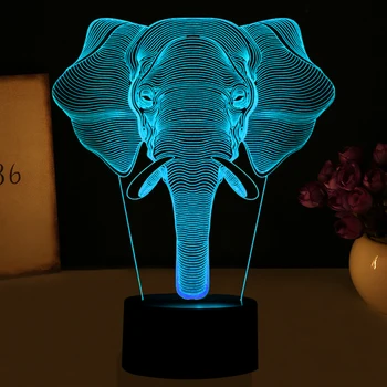 3D LED Iliuzija Naktį, Šviesos, Naujumo Dramblys Modelis Stalo Lempa 7 Spalvų keitimas Namuose Miegamojo Puošmena Vaikų Dovanų