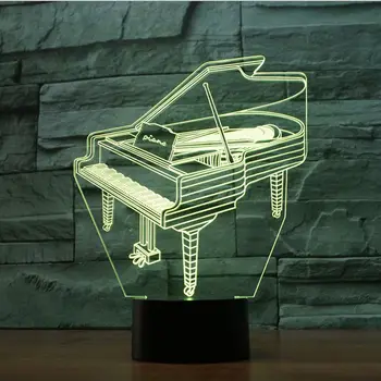 3D Lempos Fortepijono Meno ir Amatų Sėdi Kambaryje Šviesos Kūrybinis Prisilietimas Darbalaukio Kūrybos Mažas Naktį Šviesos Vizija Stereo Lempos