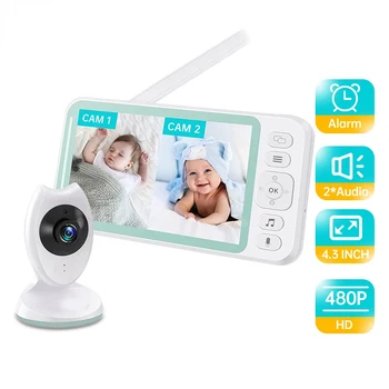4.3 colių Kūdikio stebėjimo Kamera Auklė 2-splitas Ekranas Naktinio Matymo VOX Mode 2 Būdas Audio Temperatūros Stebėjimas