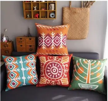 45x45cm Pietryčių Azijos spausdinti pagalvėlė padengti spalvinga pagalvę padengti medvilnės patalynė užvalkalas dekoratyvinės pagalvės dangtelis
