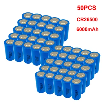 50PCS 3.0 V C dydžio baterija CR26500 26500 Li-MnO2 CR26500 6000mAh ličio pirminės galios tipo baterijas dujų, vandens skaitiklio