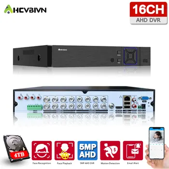 5MP HAINAUT 16 Kanalų HAINAUT DVR NVR Hibridas 6 1 Vaizdo įrašymo už 5MP 1080P TVI CVI CVBS HAINAUT TL CCTV Saugumo Kameros su 4TB HDD