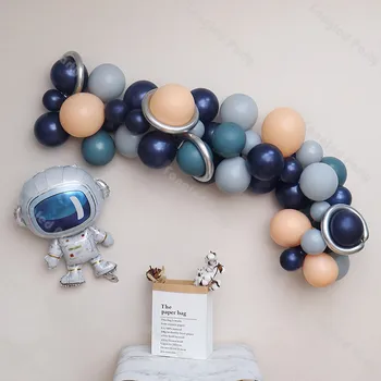 61pcs Mėlyna Mėlyna Balionų Girliandą Kosmoso Baby Shower Sprogimo Gimtadienio Galaxy Teminius Šalies Astronautu Kosmoso Į Mėnulį Balionai