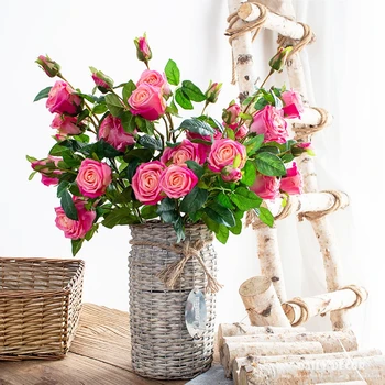 6pcs/daug ! didmeninė Aukštos modeliavimas real touch rožės dirbtinio latekso rožių žiedų vestuvių dekoratyvinių rožių puokštė netikrą rožės