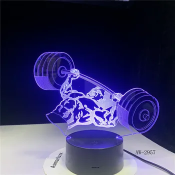 7 Spalva Keičiasi Svorio Kėlimo Vyras LED 3D Iliuzija Stalo Lempa 3D Naktį Šviesa, Kūdikis Miega naktinė lempa 3D-2957