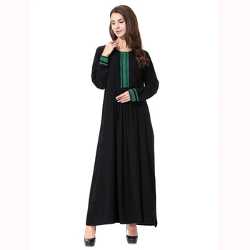 Abayas Moterų Musulmonų Suknelė Mergaičių Siuvinėjimo Suknelė ilgomis Rankovėmis Arabų Maxi Abaja Islamo Aprangos Drabužių Kaftan Maroko Rūbeliai