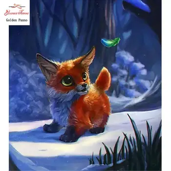 Aikštėje Deimantai Tapybos Gyvūnų Mozaikos Kalnų Krištolas Kryželiu Žiemos Diamond Siuvinėjimo Fox Namų Puošybai