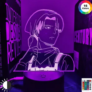 Akrilo 3D Lempos Ataka Titan Namų Kambario Dekoro Šviesos Vaikui Dovana Levi Akermano LED Nakties Šviesos Anime