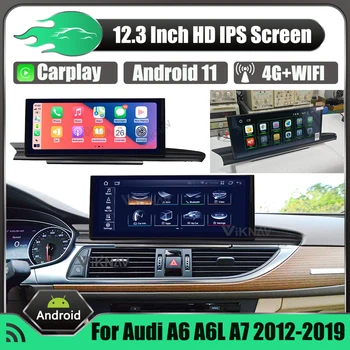 Android 12.3 Colių Automobilio Radijo Audi A6 A6L A7 2012-2019 Multimedijos Grotuvas GPS Navigacija, Auto Stereo Garso Wireles Carplay 2Din