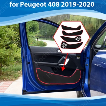 Apsauginis Kilimėlis Pusės krašto padengti Durų Viduje Guard Automobilio Duris Anti Kick Trinkelėmis Įklija, Peugeot 408 2019-2020 Priedai