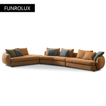 Audinio sofos Šiuolaikinės paprasta modernios šviesos prabanga minimalistinio kambarį didelis butas Teddy ėriukų vilna kūrybos tendencijos sofa