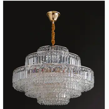 Aukso Krištolo Sietynas Kambarį Šiuolaikinės D60cm Valgomasis Apvalus Deco Virtuvės Hanglamp Miegamasis Round Crystal LED Žibintai, Naujos Lempos