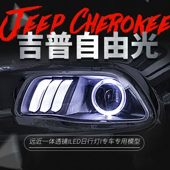 Automobilių Optikos priekinių Žibintų Šviesos važiavimui Dieną Už Jeep Cherokee 2014-2016 m. Xenon LED Lempos Angel Eyes Žibintas