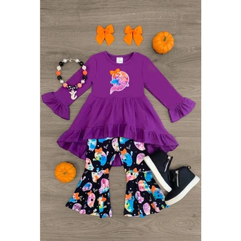 Baby Girl Halloween Apranga,Vaikiška Mergina Suknelės +Baby Girl Pants 3pcs Moliūgų Kostiumas su Lankelis