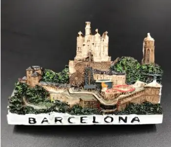 barselonos magnetas 3D dervos ranka-dažytos magnetai šaldytuvai Ispanijos vaizdingas suvenyrų šaldytuvas miesto magnetai
