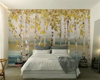 Beibehang Užsakymą tapetai balti beržai miško tapybos TV fono sienos kambarį miegamasis fone freskomis 3D tapetai