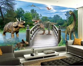 beibehang Užsakymą Tapetai Namų dekoro Freskos 3D Juros periodo Dinozaurų Senovės Gyvūnų TV Sienos freskos foto tapetai, sienų 3d