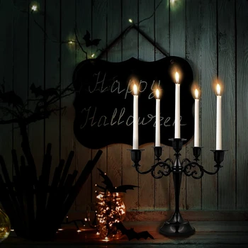 Black Metalo Šviestuvai Su 5 Ginklų Žvakidė Gotikos Žvakių Laikikliai Namų Dekoro Vestuvių Kalėdų Bažnyčios Šalis