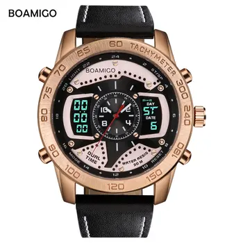 BOAMIGO Prekės Laikrodžiai Vyrų Sporto Prabangus LED laikrodis Modelis Šviesos Karinės Analoginis Skaitmeninis Kvarco Žiūrėti Relogio Masculino