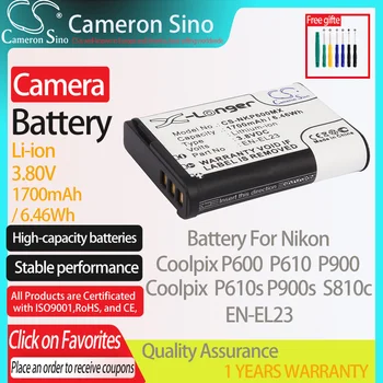 CameronSino Baterija Nikon Coolpix P600 P610 P900 P610s P900s S810c tinka Nikon EN-EL23 Skaitmeninio fotoaparato Akumuliatorius 1700mAh 3.80 V