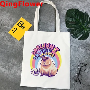 Capybara džiuto pirkinių krepšys krepšys, rankinė perdirbti maišą nešti shopper bolso maišelį bolsas ecologicas net sacolas