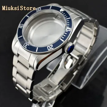 Corgeut 41mm sidabro atveju sapphire crystal blue bezel mens watch atveju tinka Miyota 8205 8215 821A 82 serijos,ETA 2836,Mingzhu DG2813