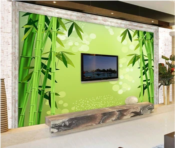 Custom dekoracijos tapetai, tapetai freskomis šviežių bambuko kambarį TELEVIZIJOS sienos vandeniui vinilo Papel de parede