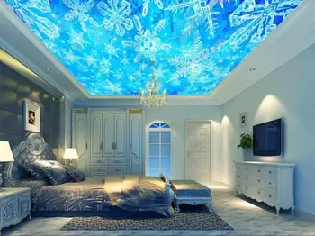 Custom Didelis Lubų Freskos Tapetai, 3D Fantasy Crystal Sky Snaigės Foto kambarį miegamojo Sienų Lubų Tapetai
