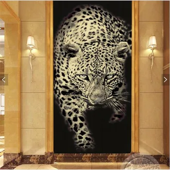 Custom didelė freska asmenybė, galingas baisius pinigus leopard paslaptingas freska apdailos dažymo sienų tapetai