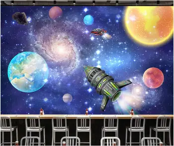 custom freskos foto tapetai, 3d Planetoje kosminę erdvę tarpžvaigždinės žvaigždėtas dangus galaxy baras kambarį Tapetai sienos į ritinius