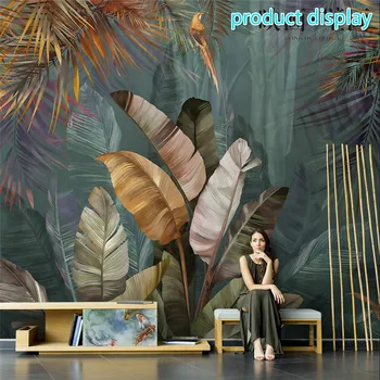 Custom Tropinių Augalų Bananų Lapų Tapetai Gyvenimo Kambario, Miegamasis Dekoro, Sienų Tapetai, 3D Šiuolaikinių tapetų, Sienų danga