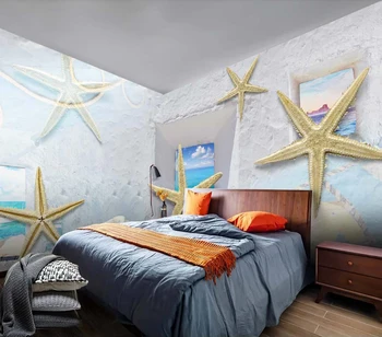 Dekoratyvinės tapetų Žvaigždė shell vaikų kambario sienos fone