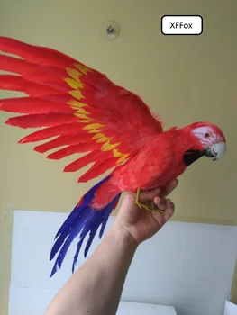 didelis realiame gyvenime red parrot modelis putų&plunksnų modeliavimas sparnus papūga paukštis dovana, apie 45x60cm xf0243