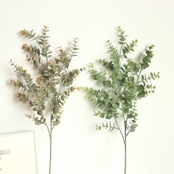 Dirbtinių augalų Plastiko Eukalipto medžio šakos Kalėdų, vestuvių papuošimas, Gėlių arrangment dirbtiniais lapai