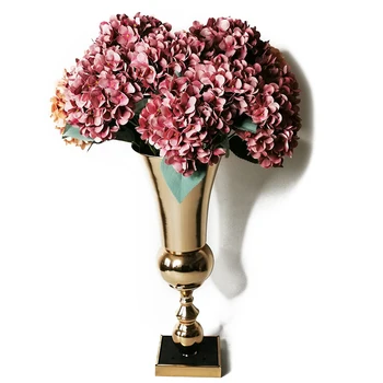 Dirbtinių Gėlių Modeliavimas Hydrangea Puokštė Derliaus Vaza Apdailos 5 Gėlių Galvos Šilko Audinio Vidaus Apdaila