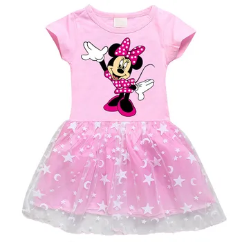 Disney mergina vasaros drabužių Minnie animacinių filmų spausdinti princesė baby girl mielas atsitiktinis pettiskirt suknelė 3-10 metų amžiaus vaikų sijonas