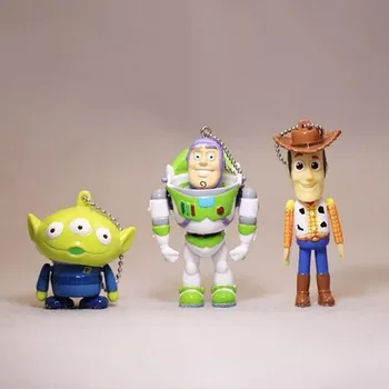 Disney Toy Story Woody Buzz Lightyea Žalia Užsieniečių į 4-7cm Veiksmo Figūrėlė Surinkimo Žaislai, Lėlės Modelio Mini Pakabukas vaikams dovanos