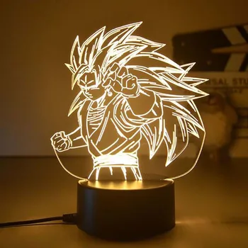 Dragon Ball 3D Lempos Akrilo Sūnus Gokas Anime Duomenys USB LED Naktinis Apšvietimas Miegamajame Papuošalai Atmosfera Šviesos Vaikai Kalėdų Dovana