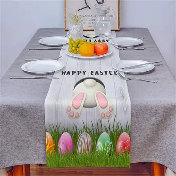 Easter Bunny Kiaušiniai Kūrybos Poliesterio, Medvilnės Atspausdinti Lentelės Vėliavos, Stalo Dekoracija Gimtadienio Staltiesė Puošybą
