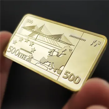 Europos 500 Eurų, Aukso Banknotų Baras 24k 999.9 Aukso spalvos Metalo strypais, Suvenyras, Dovanos, Kolekcines, Meno Ornamentas