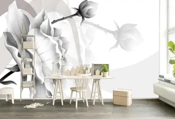 Europos retro stiliaus gėlių juodos ir baltos spalvos kambarį, TV foną, sienų tapyba namų puošybai freskomis užsakymą 3d tapetai